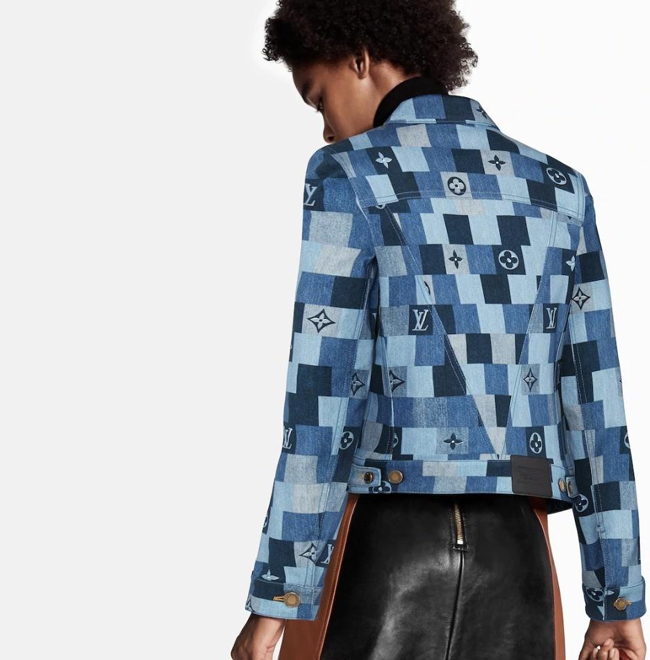 Louis Vuitton デニムモノグラムチェックジャケット 青 1A62FC