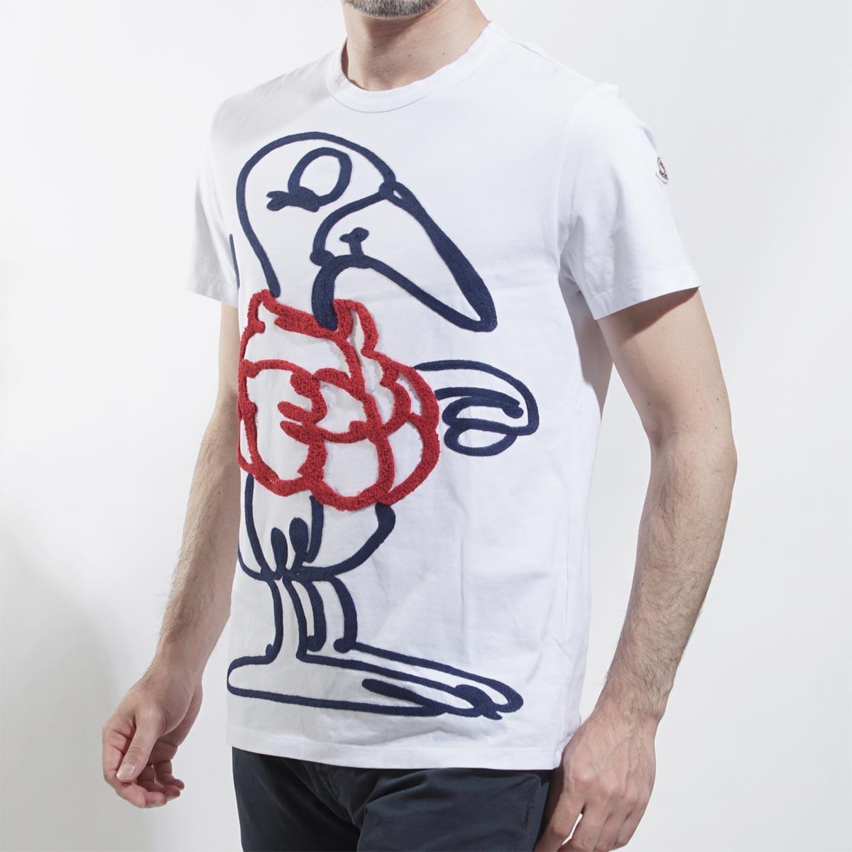 モンクレール MONCLER Tシャツ ホワイト メンズ カットソー ロゴ トップス インナー 8032350 8390t 001