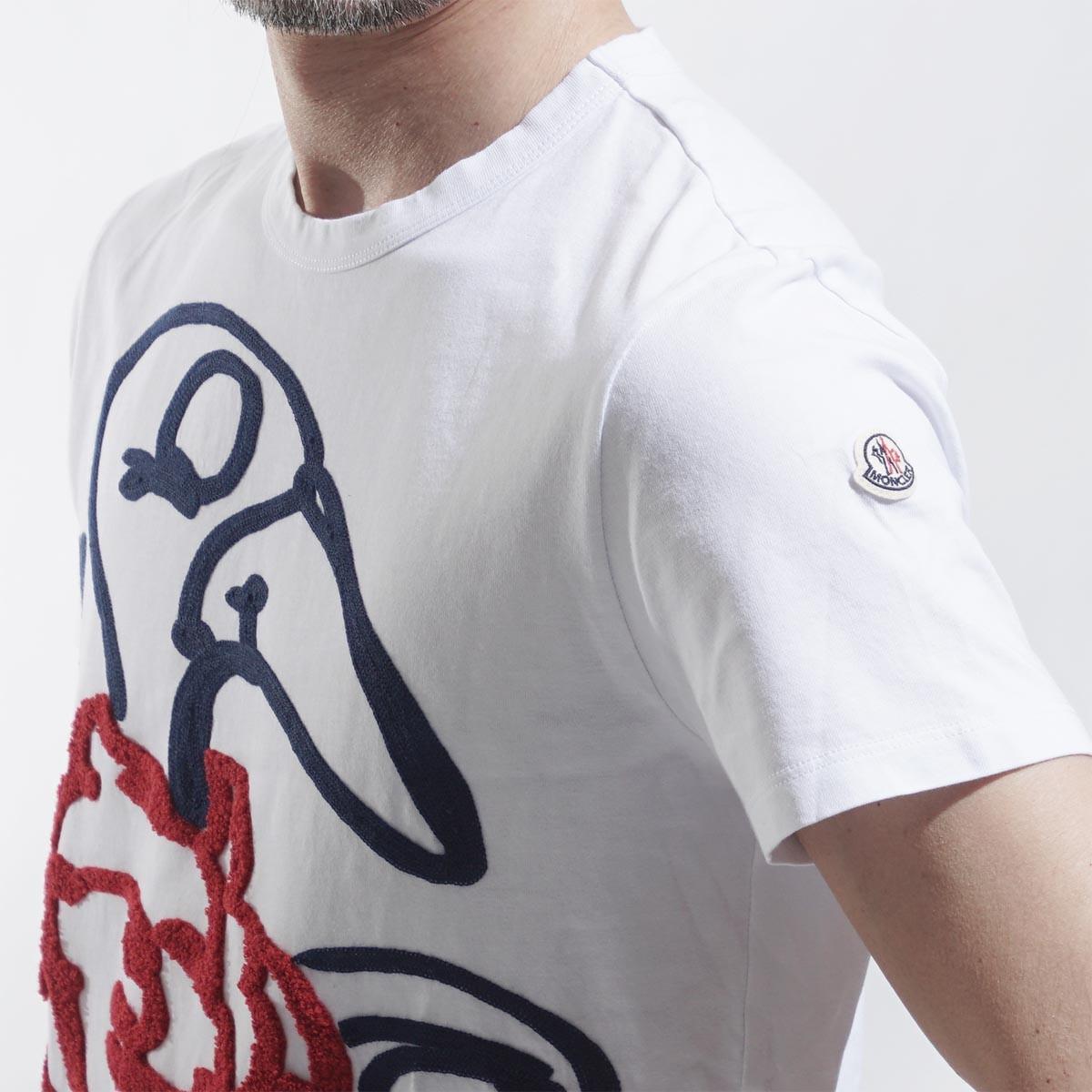 モンクレール MONCLER Tシャツ ホワイト メンズ カットソー ロゴ トップス インナー 8032350 8390t 001