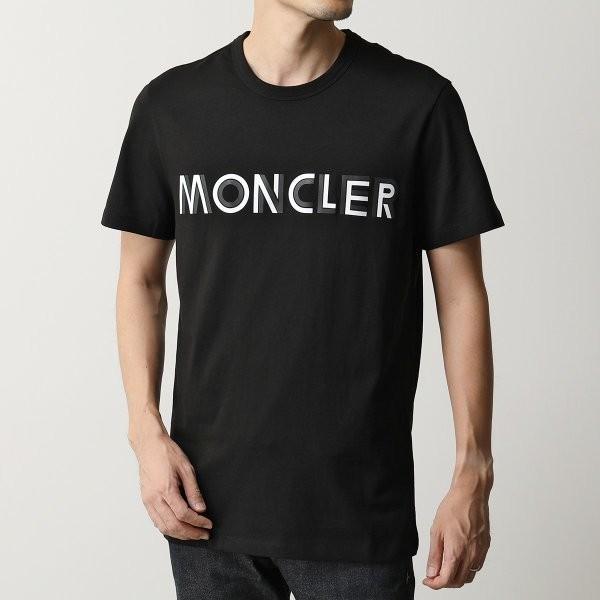 MONCLER モンクレール 8C75910 8390T 999 MAGLIA マーリア クルーネック 半袖 Tシャツ カットソー ロゴT コットン メンズ