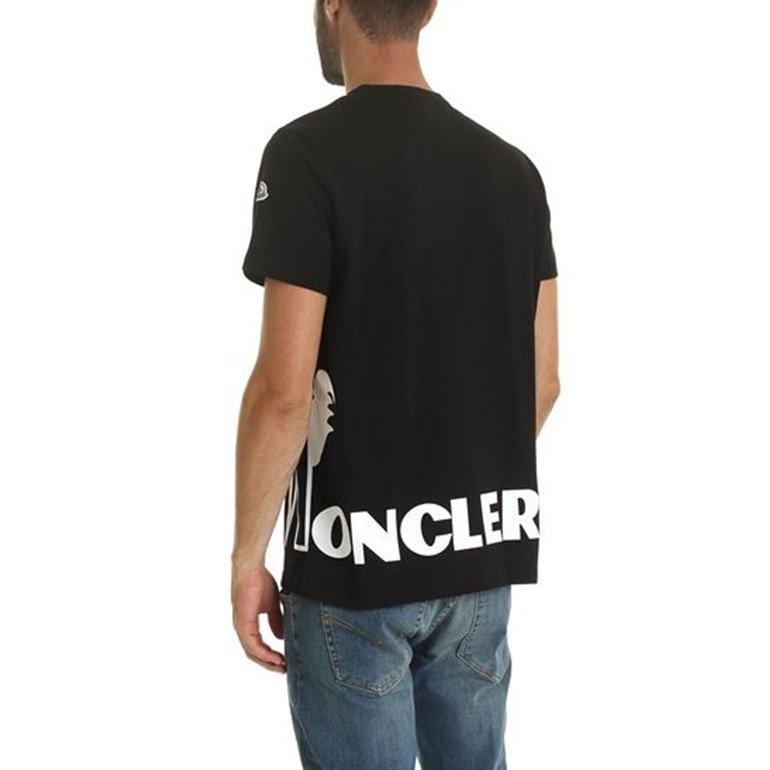 モンクレール 雄鶏デザイン プリントロゴ 半袖Tシャツ 左袖定番ロゴ クルーネック トップス 8046150 V8043 999 MONCLER