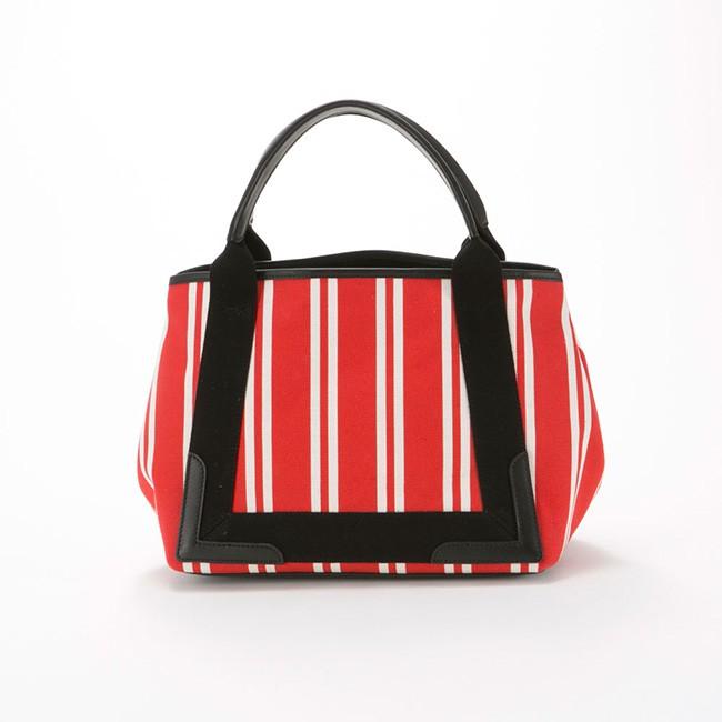 バレンシアガ BALENCIAGA ネイビーストライプ キャンバス カバ S トートバッグ  ROUGENTA レッド  339933 K781N 6461