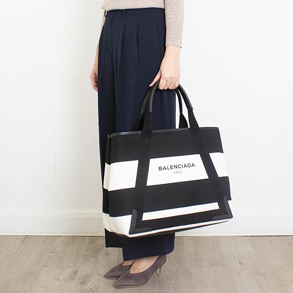 バレンシアガ BALENCIAGA バッグ レディース トートバッグ ホワイト×ブラック 黒 NAVY CABAS M [ネイビーカバ]  339936 K9H3N 1085