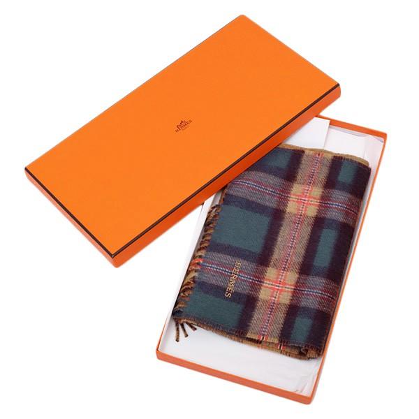 エルメスマフラー HERMES Back to School カシミア マフラー グリーン×キャメル [メンズ] H393745T 05