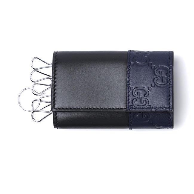 GUCCIキーケース MISTRAL LEATHER ブラック×ブルー ブラック系 256433 cwd3n 1070 メンズ