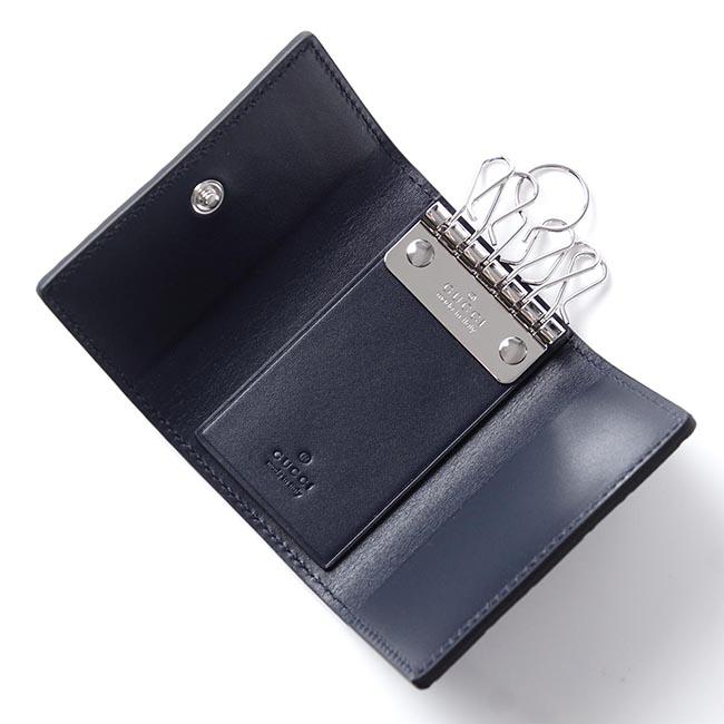 GUCCI キーケース NEW WEB GUCCI SIGNATURE シグネチャー レザー ウェブ NAVY ブルー系 408828 cwcln 8497 メンズ