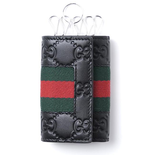 グッチGUCCI キーケース WEB GUCCISSIMA ブラック×グリーン×レッド ブラック系 408828 cwcln 1060 メンズ＆レディース