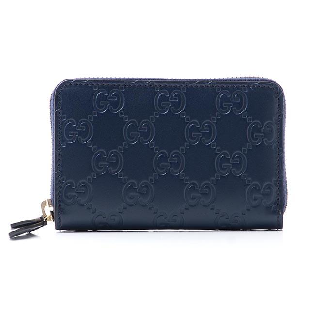 グッチ カードケース SIGNATURE LEATHER ダークブルー ブルー系 447939 cwc1g 4157 レディース