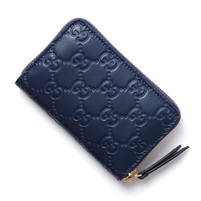 グッチ カードケース SIGNATURE LEATHER ダークブルー ブルー系 447939 cwc1g 4157 レディース