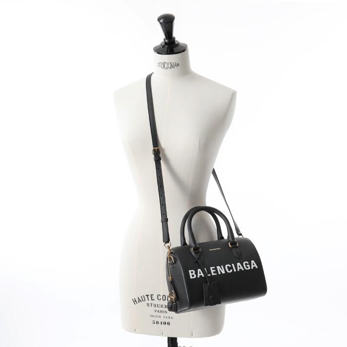 BALENCIAGAバレンシアガ  レザー ボストンバッグ ショルダーバッグ 南京錠付き NOIR/BLANC レディース  518872 0OT0M 1000​