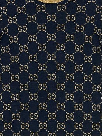 グッチ GUCCI GG Lurexモチーフ☆リブニットブルーコットンセーター 526759 X9W83 4921