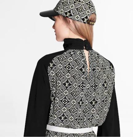 ルイヴィトン Louis Vuitton コントラストスリーブ4オープンバックドレス 1A8GUK