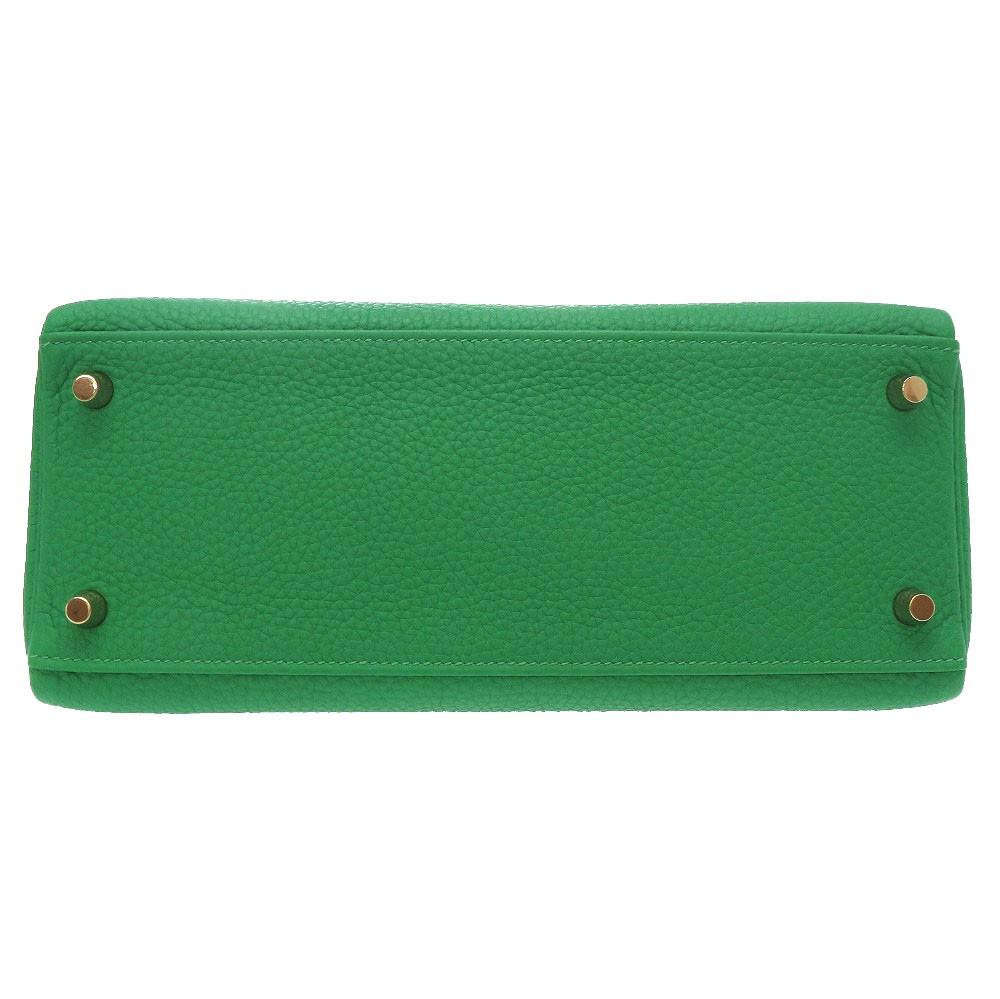 エルメス ケリー 28/32 内縫い トゴ バンブー ゴールド金具 ハンドバッグ バッグ 緑 he-ba-6158