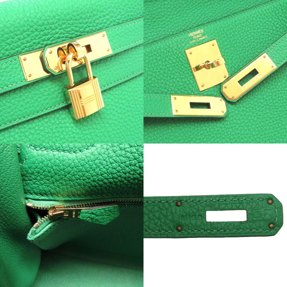 エルメス ケリー 28/32 内縫い トゴ バンブー ゴールド金具 ハンドバッグ バッグ 緑 he-ba-6158
