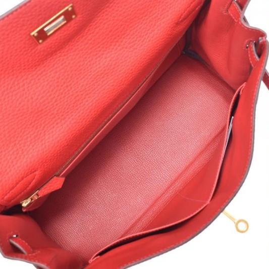 HERMES エルメス ケリー 28/32 内縫い ルージュカザック ゴールド金具 レディース トリヨンクレマンス 2WAYバッグ he-ba-6028