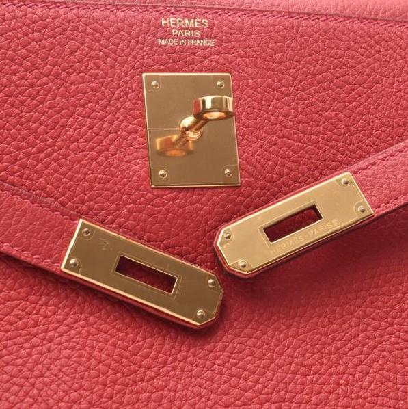 HERMES エルメス ケリー 28/32 内縫い ルージュカザック ゴールド金具 レディース トリヨンクレマンス 2WAYバッグ he-ba-6028