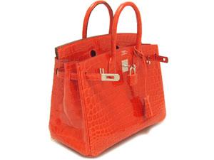 エルメス/バーキン 25/30/35 クロコダイル/ゼラニウム×シルバー金具 he-ba-4241