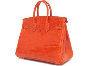 エルメス/バーキン 25/30/35 クロコダイル/ゼラニウム×シルバー金具 he-ba-4241