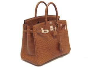 エルメス バーキン 25/30/35 クロコダイル/マロンドインディ×シルバー金具 he-ba-5039