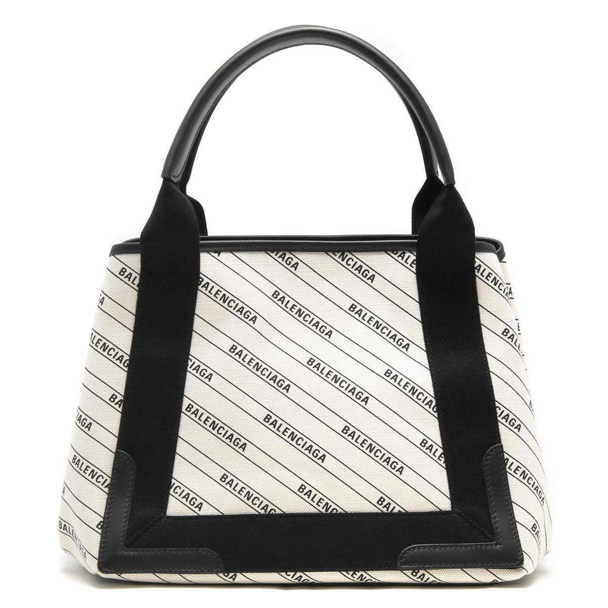 バレンシアガ BALENCIAGA トートバッグ ネイビーカバス ストライプ ロゴ S ナチュラルベージュ&ブラック  レディース 339933 KMZAN 9210 ​