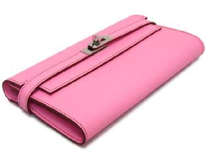 エルメス ケリーウォレット.ロング/ピンク×シルバー金具 he-ac-0885