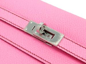 エルメス ケリーウォレット.ロング/ピンク×シルバー金具 he-ac-0885