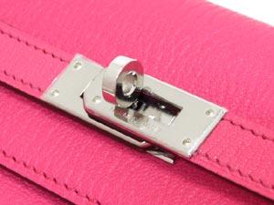 エルメス ケリーウォレット.ロング/ローズショッキング×シルバー金具 he-ac-0574
