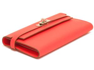 エルメス ケリーウォレット ロング/ローズジャイプール×シルバー金具 he-ac-1723