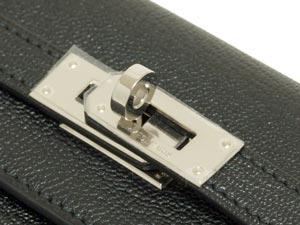 エルメス/ケリーウォレット ロング/黒×シルバー金具 he-ac-1358 