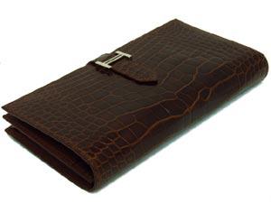 エルメス ベアン スフレ クロコダイル/アメジスト×シルバー金具 he-ac-1588