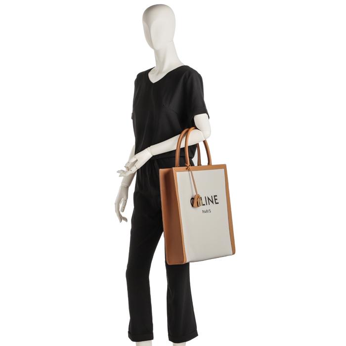 セリーヌ トートバッグ CELINE バーティカル CABAS キャンバストート ロゴプリント ベージュ系 19040 2BNZ 02NT