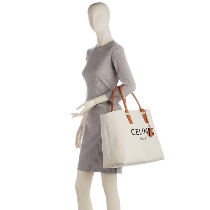 セリーヌ CELINE ホリゾンタル キャンバス ロゴプリント トートバッグ CABAS CELINE ベージュ系 19006 2BNZ 02NT