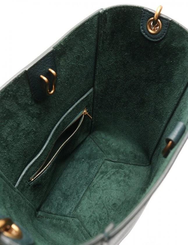 セリーヌ CELINE ショルダーバッグ サングル バケット スモール 緑 レザー レディース 189303AH431AN