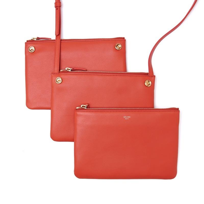 セリーヌ CELINE ショルダーバッグ TRIO トリオ LEATHER Light Ruby レッド系 16511 3eta 27rl レディース
