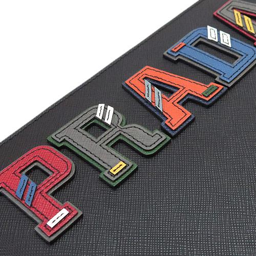 プラダクラッチバッグ メンズ PRADA 2NG001 2EDJ F0SGI SAFFIANO CHARAC ドキュメントホルダー ロゴ レザー