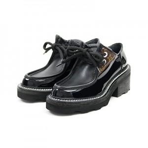 ルイヴィトン【LOUIS VUITTON】1A5U3 LVボブールライン ダービー シューズ レディース ブラック モノグラム パテントレザー 婦人靴