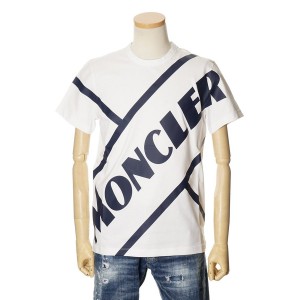 モンクレール Tシャツ メンズ MONCLER 半袖 ビッグロゴ ホワイト/ブラック 8C70610 8390T 091
