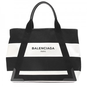 バレンシアガ BALENCIAGA バッグ レディース トートバッグ ホワイト×ブラック 黒 NAVY CABAS M [ネイビーカバ]  339936 K9H3N 1085