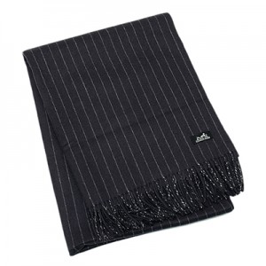 エルメス HERMES カシミア100％ 大判 ストール ストライプ ブルー基調 [レディース] H259895S 01