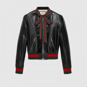 グッチ GUCCI ラッフル レザー ボンバージャケット 458155 XG324 1060