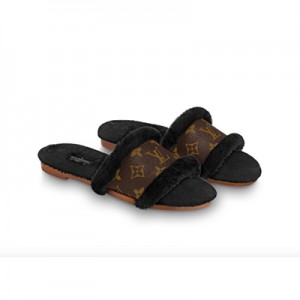ルイヴィトン Louis Vuitton ミュール 1A8765モノグラム ミンクファー