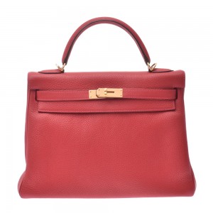 HERMES エルメス ケリー 28/32 内縫い ルージュカザック ゴールド金具 レディース トリヨンクレマンス 2WAYバッグ he-ba-6028