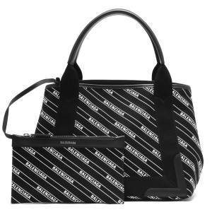 バレンシアガ BALENCIAGA トートバッグ ネイビーカバス ストライプ ロゴ S ブラック  レディース 339933 KMZAN 1000