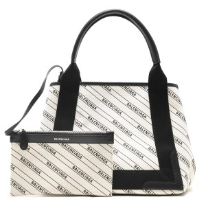 バレンシアガ BALENCIAGA トートバッグ ネイビーカバス ストライプ ロゴ S ナチュラルベージュ&ブラック  レディース 339933 KMZAN 9210 ​