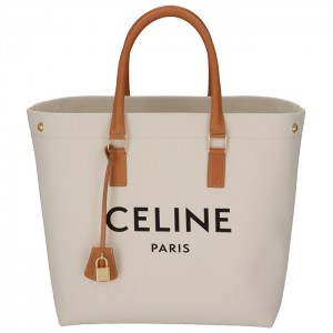 セリーヌ CELINE  ホリゾンタル キャンバス トートバッグ CABAS M ロゴプリント 19216 2BNZ 02NT