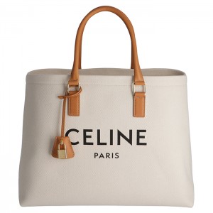 セリーヌ CELINE ホリゾンタル キャンバス ロゴプリント トートバッグ CABAS CELINE ベージュ系 19006 2BNZ 02NT