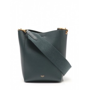 セリーヌ CELINE ショルダーバッグ サングル バケット スモール 緑 レザー レディース 189303AH431AN