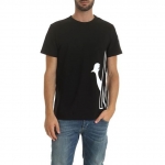 モンクレール 雄鶏デザイン プリントロゴ 半袖Tシャツ 左袖定番ロゴ クルーネック トップス 8046150 V8043 999 MONCLER