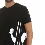 モンクレール 雄鶏デザイン プリントロゴ 半袖Tシャツ 左袖定番ロゴ クルーネック トップス 8046150 V8043 999 MONCLER