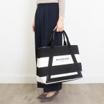 バレンシアガ BALENCIAGA バッグ レディース トートバッグ ホワイト×ブラック 黒 NAVY CABAS M [ネイビーカバ]  339936 K9H3N 1085